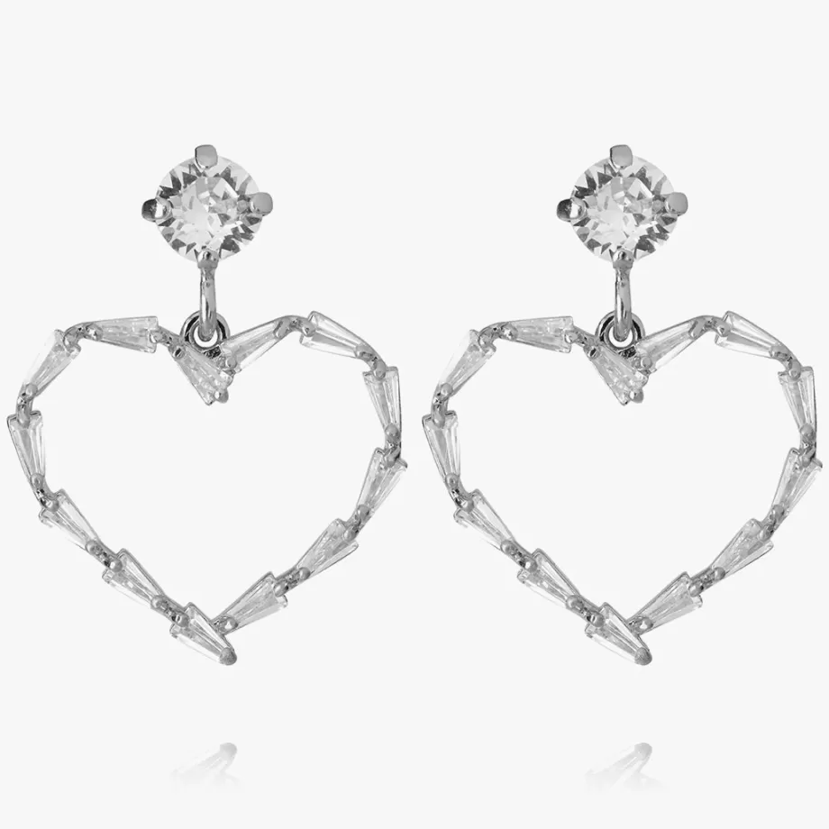 Caroline Svedbom Baguette Heart Earring/Crystal> Örhängen