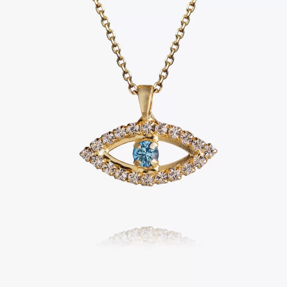 Caroline Svedbom Greek Eye Necklace/Crystal + Aquamarine> Halsband