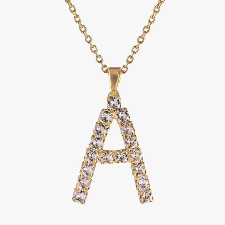 Caroline Svedbom Letter Necklace A/Crystal> Halsband