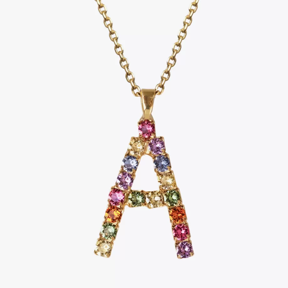 Caroline Svedbom Letter Necklace A/Rainbow Combo> Halsband