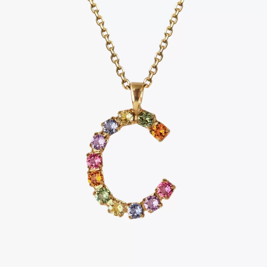 Caroline Svedbom Letter Necklace C/Rainbow Combo> Halsband