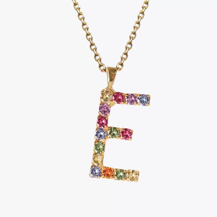 Caroline Svedbom Letter Necklace E/Rainbow Combo> Halsband