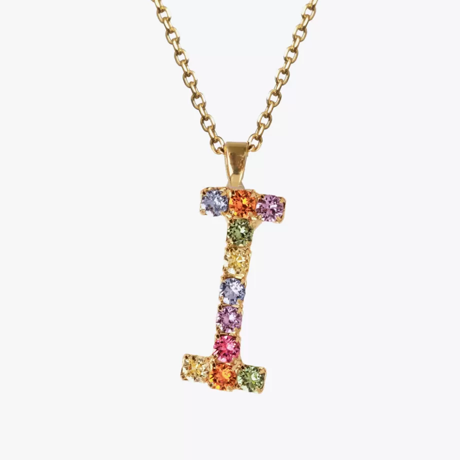 Caroline Svedbom Letter Necklace I/Rainbow Combo> Halsband