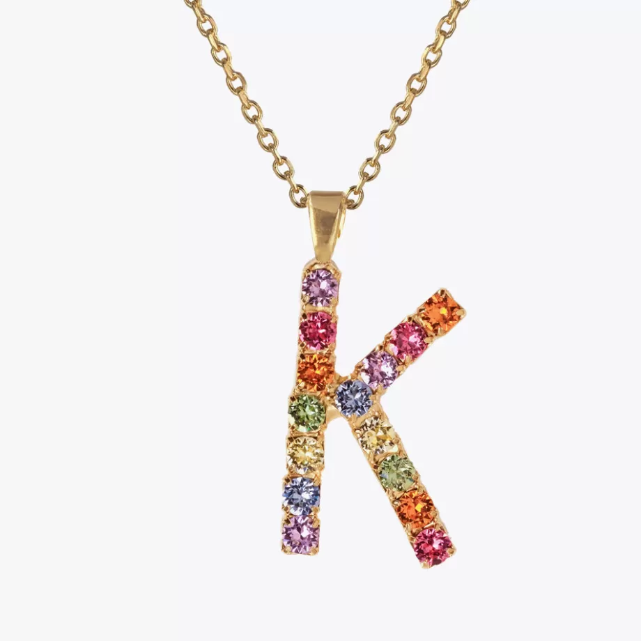 Caroline Svedbom Letter Necklace K/Rainbow Combo> Halsband