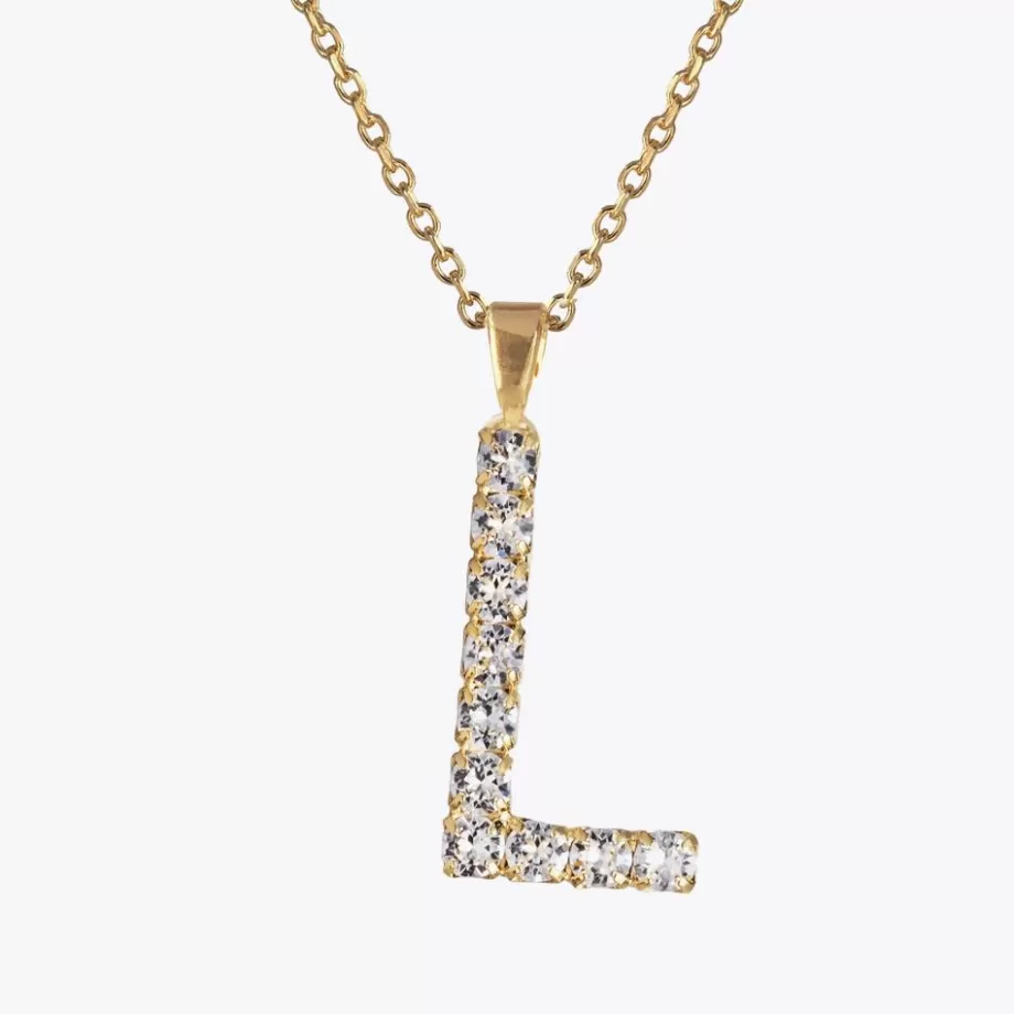 Caroline Svedbom Letter Necklace L/Crystal> Halsband