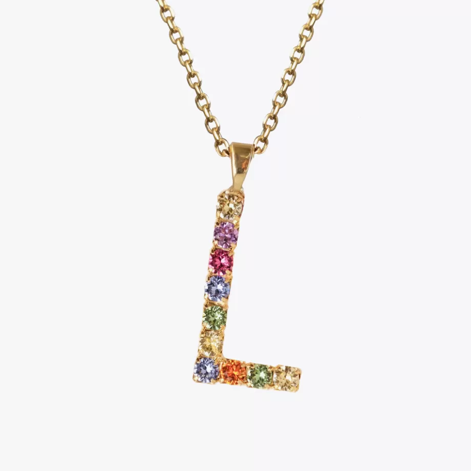 Caroline Svedbom Letter Necklace L/Rainbow Combo> Halsband