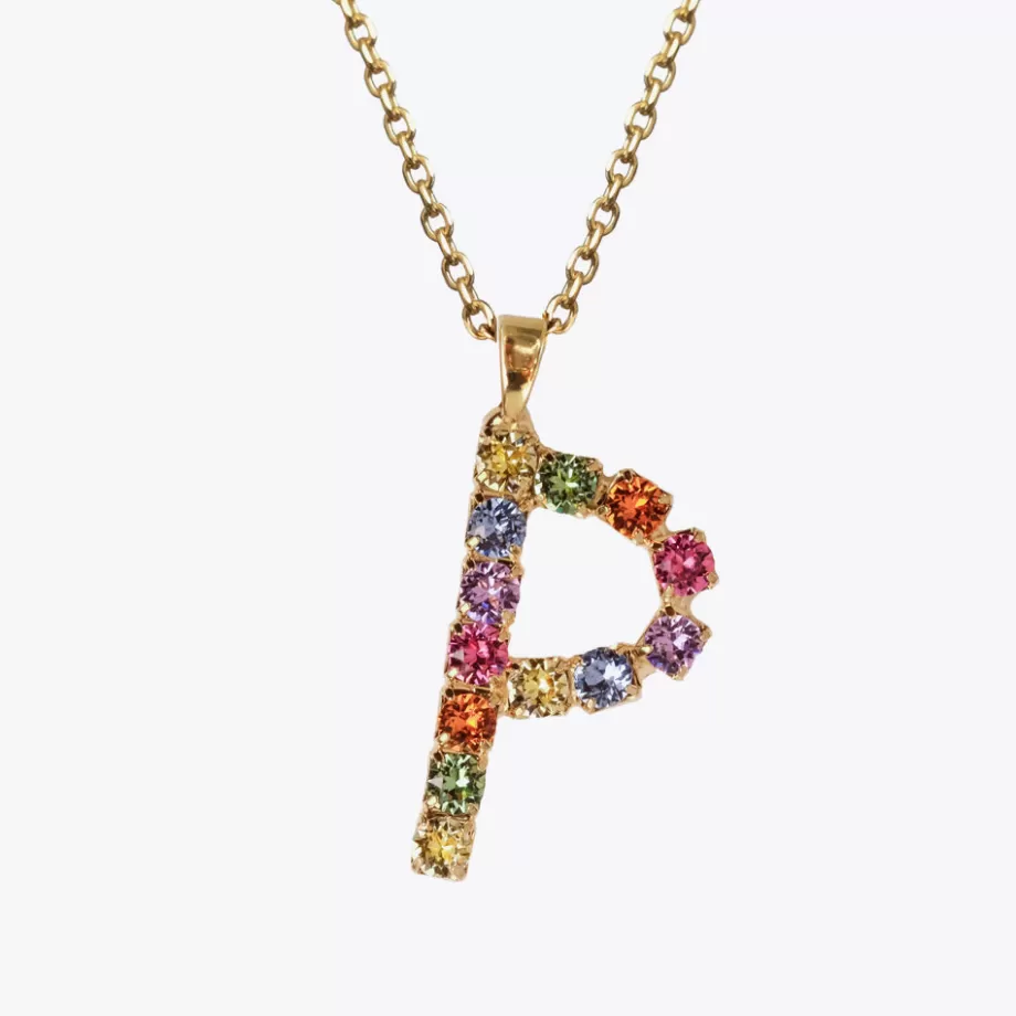 Caroline Svedbom Letter Necklace P/Rainbow Combo> Halsband