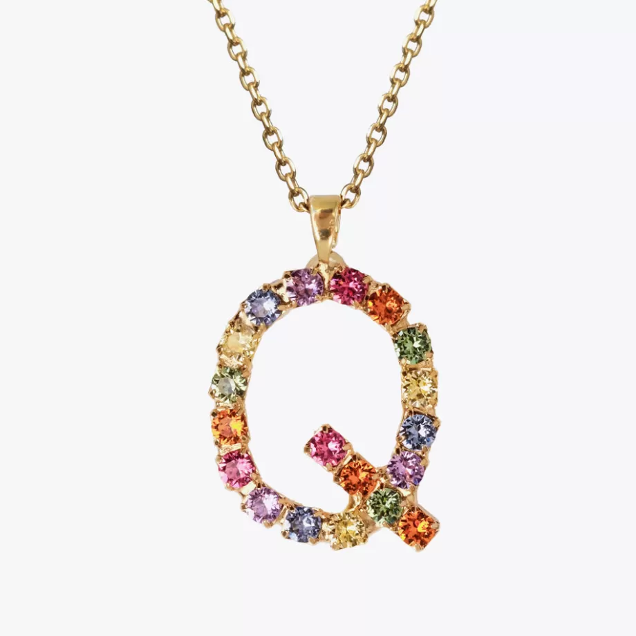 Caroline Svedbom Letter Necklace Q/Rainbow Combo> Halsband