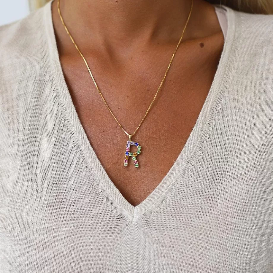 Caroline Svedbom Letter Necklace R/Rainbow Combo> Halsband