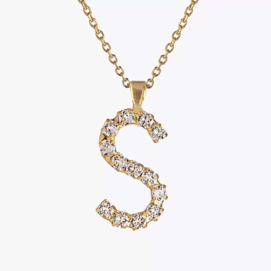 Caroline Svedbom Letter Necklace S/Crystal> Halsband