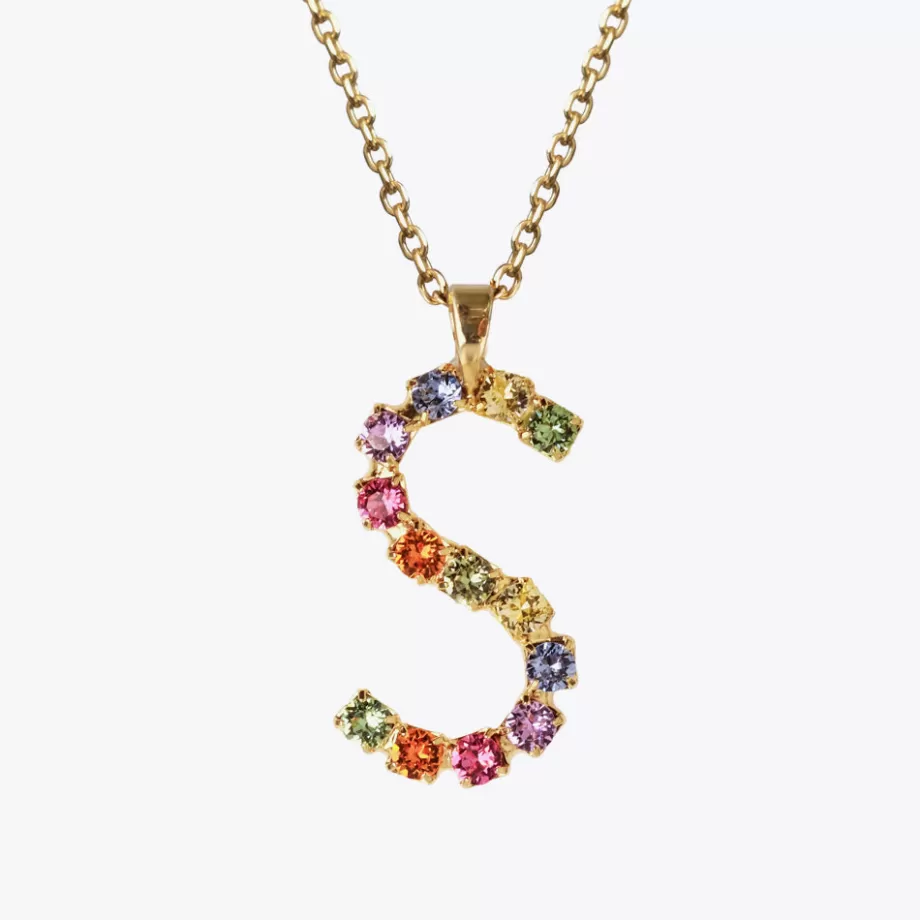 Caroline Svedbom Letter Necklace S/Rainbow Combo> Halsband