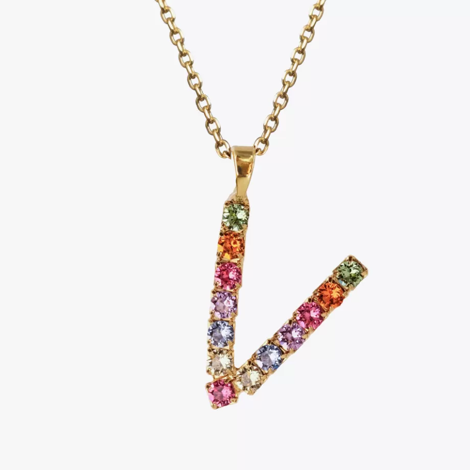 Caroline Svedbom Letter Necklace V/Rainbow Combo> Halsband