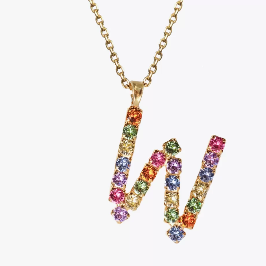 Caroline Svedbom Letter Necklace W/Rainbow Combo> Halsband