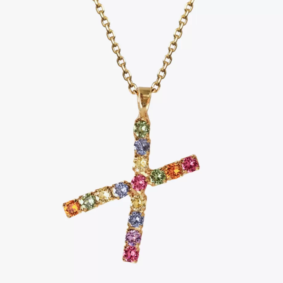 Caroline Svedbom Letter Necklace X/Rainbow Combo> Halsband