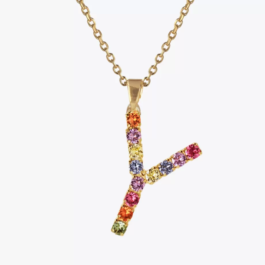 Caroline Svedbom Letter Necklace Y/Rainbow Combo> Halsband