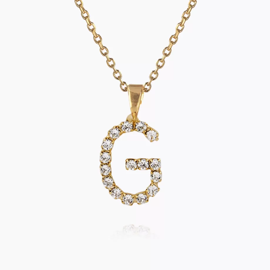 Caroline Svedbom Mini Letter Necklace G/Crystal> Halsband